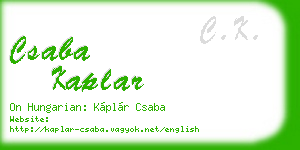 csaba kaplar business card